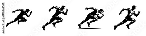 Modern Minimalist Man Sprinting Icon, Flat Silhouette of an Athlete Vector for Sports Illustration Design