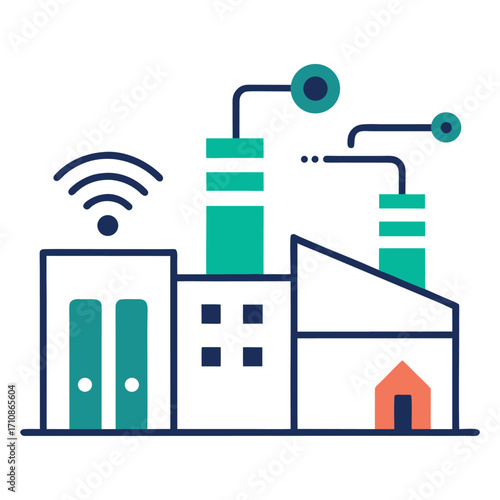 Smart Factory and Industrial IoT Concept with Wireless Connectivity and Automation