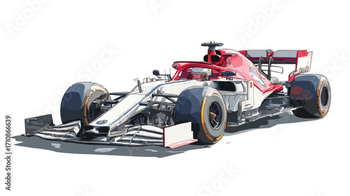 Speedy F1 Race Car Vector Illustration on Isolated Background
