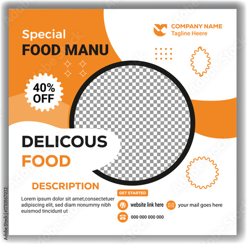 Delicious Fast Food Offer Banner Digital Marketing Restaurant Promotion Template Vector