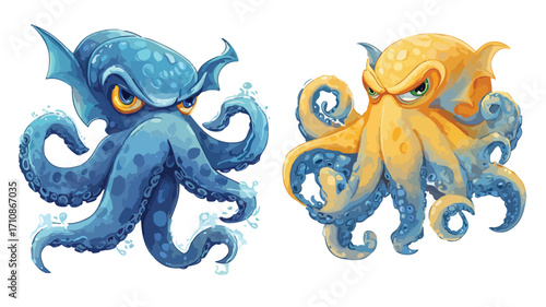 Whimsical Fantasy Octopus Characters in the Enchanted Ocean