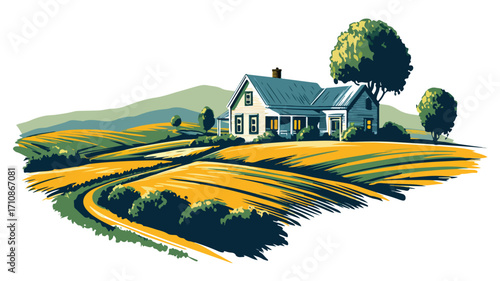 Vintage Farmhouse Agricultural Logo Set in Retro Style