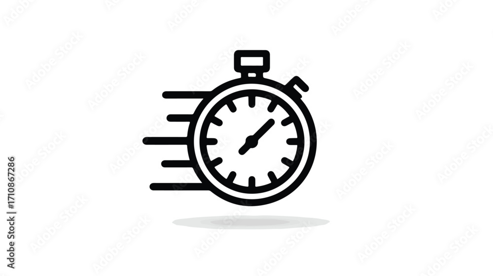 Fototapeta premium Fast Time Stopwatch Icon on White Background Vector