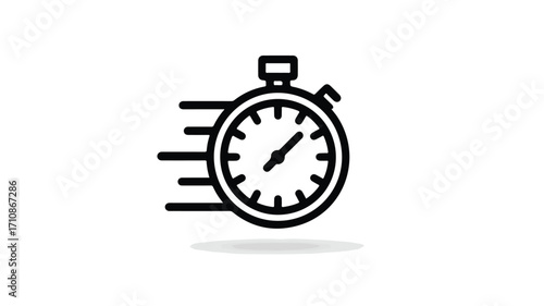 Fast Time Stopwatch Icon on White Background Vector