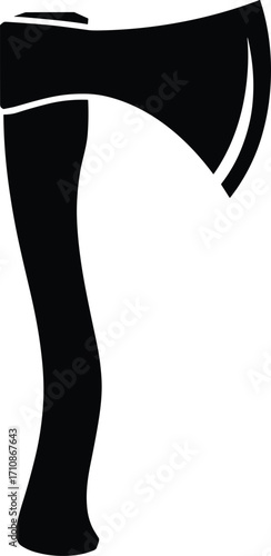A classic wood chopping axe depicted in a bold black silhouette