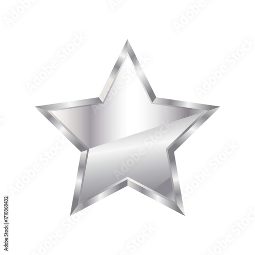3d silver star on a transparent background.