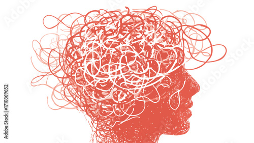Abstract Head with Intricate Geometric Lines Background
