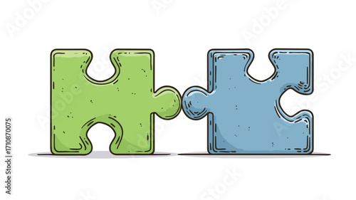 Colorful Puzzle Pieces Connection Illustration