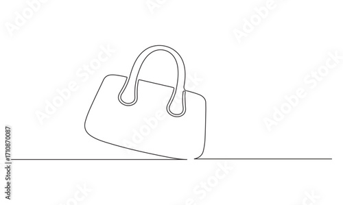 One continuous line drawing of a shopping bag perfect for logos, posters, banners, or minimalist branding