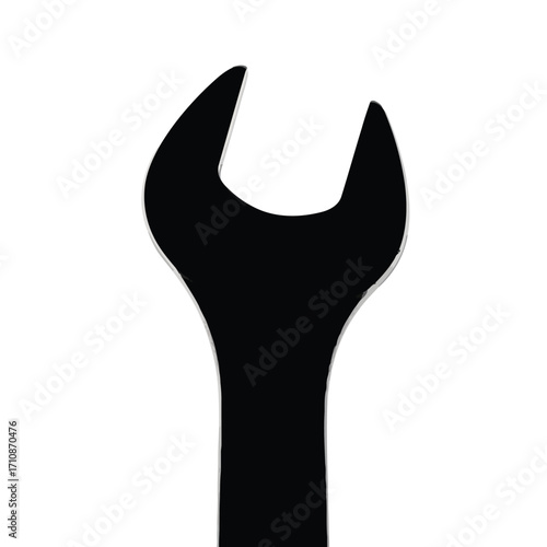 Vector art of a silhouette of a hiker with a backpack and trekking poles, walking on a white background