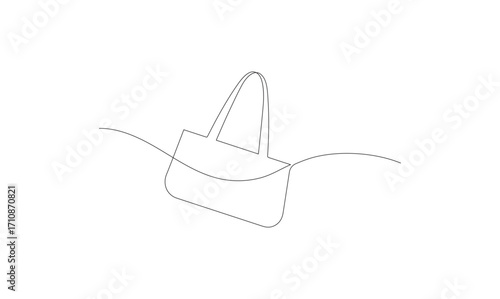 One continuous line drawing of a shopping bag perfect for logos, posters, banners, or minimalist branding