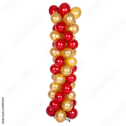 Vertical garland of red and gold balloons party decoration