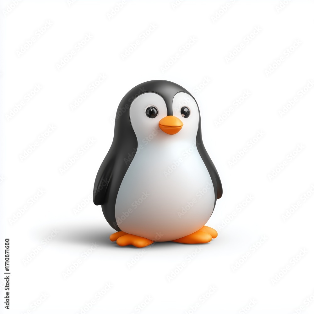 Fototapeta premium Whimsical penguin character cartoon style fun illustration playful design bright colors kid-friendly concept