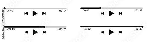 Music or video play bar icon set. Music or video play bar icon simple design vector illustration sign symbol. Audio player for songs icon design isolated on white background. Editable stroke symbol.