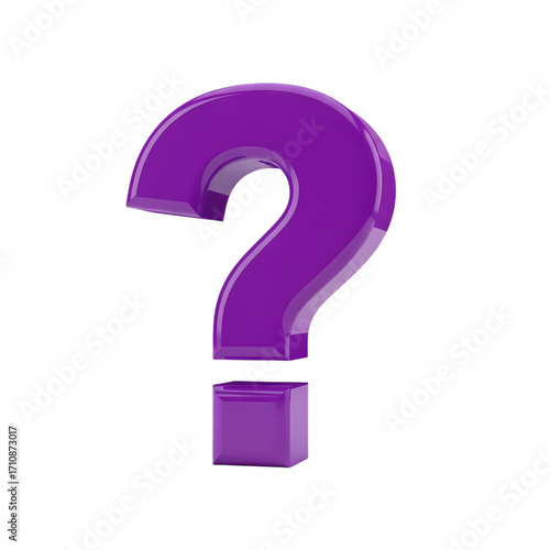 Purple 3D Question Mark:  FAQ, Query, Inquiry, Riddle Graphic