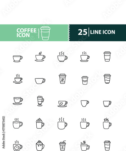 coffee icon, coffee cup icon, espresso icon, cappuccino icon, latte icon, americano icon, mocha icon
