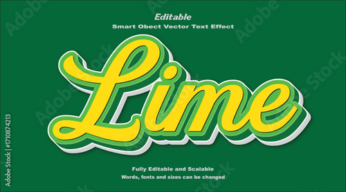 Lime Text Effect Typography Juicy Design.