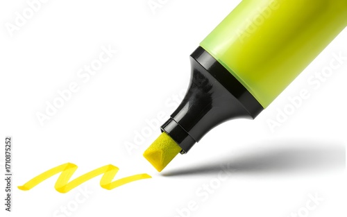 Yellow Highlighter Pen Marking a Wavy Line marker writing