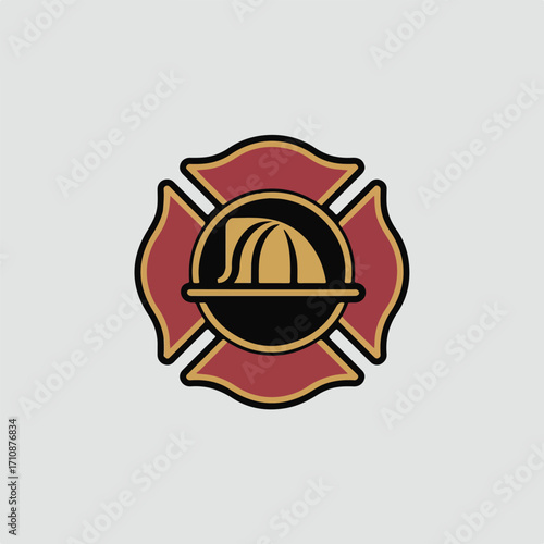 Firefighter Emblem with Flame Symbol