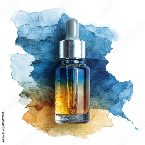 Face Serum, watercolor painting, vector illustration, isolated on a white background.