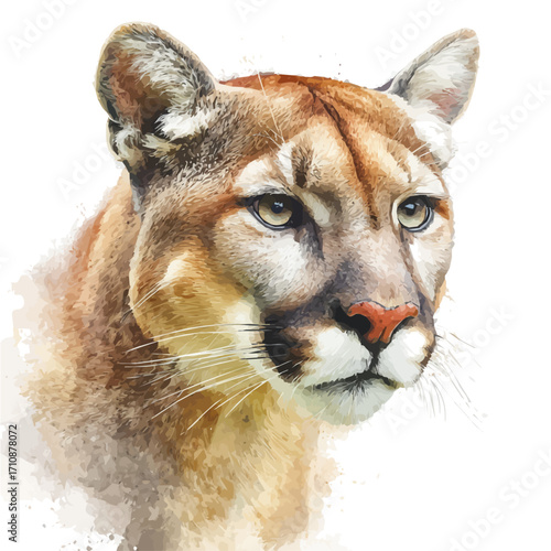 A watercolor painting of Cougar, vector illustration on white background.