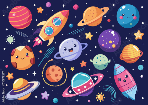 Space background cartoon