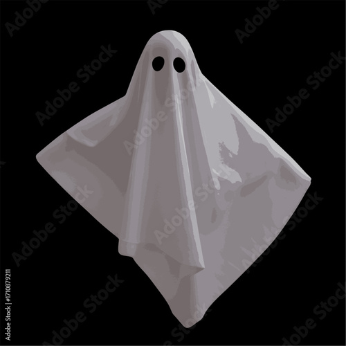 Halloween theme, scary ghostly cartoon spooky character isolated on black background. 3D Illustration