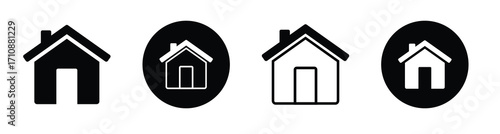 Hand drawn house silhouette. Houses icons set vector set clip art, collection home icons house symbol set. Vector illustration.
