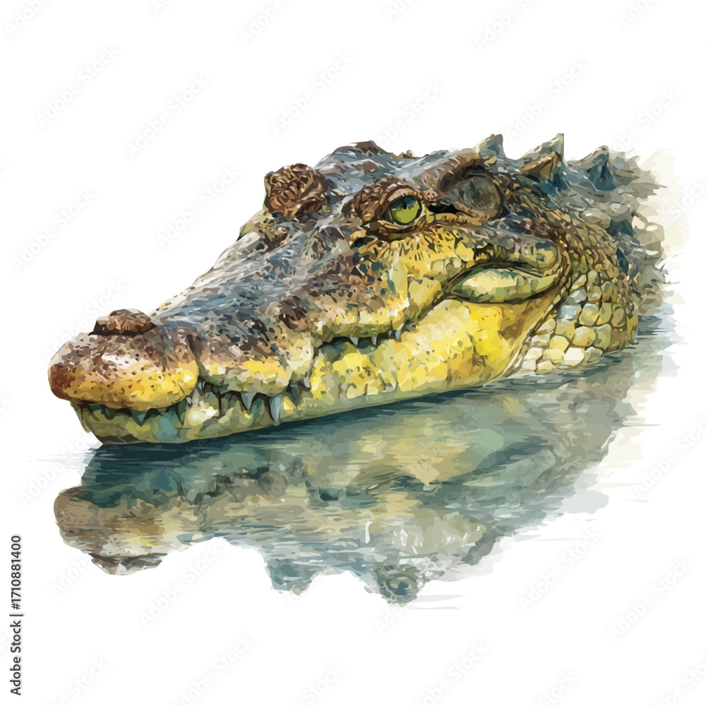Naklejka premium Crocodile, watercolor painting, vector illustration, isolated on a white background.
