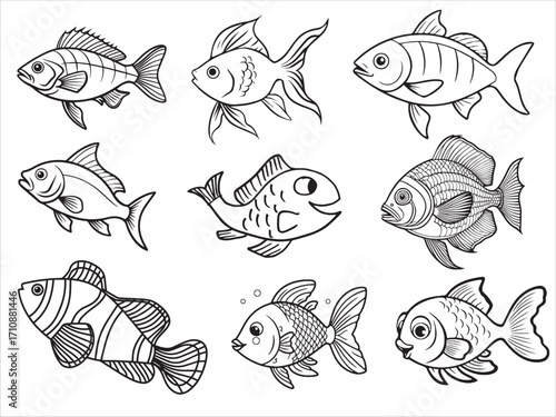 set of sea animals