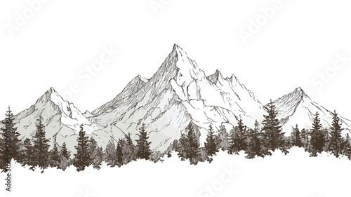 Hand-drawn Layered Mountain Peak Outlines for Creative Projects