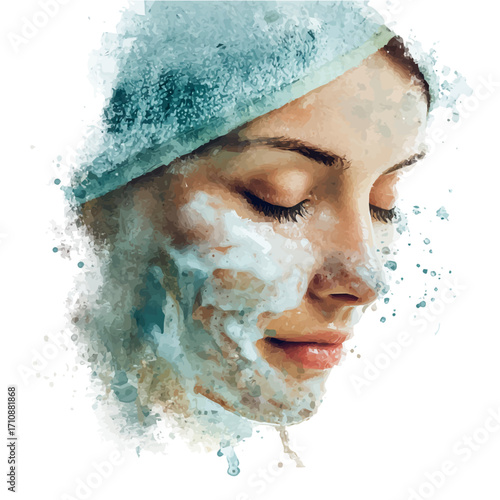 A watercolor painting of Face Cleanser, vector illustration on white background.