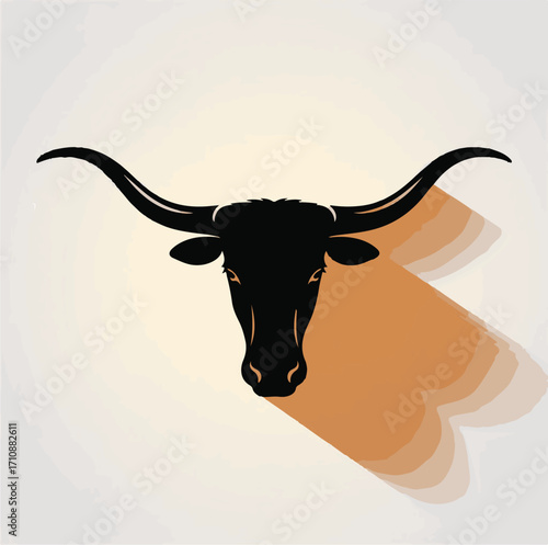 Black Bull with Long Horns (Describes the image accurately)