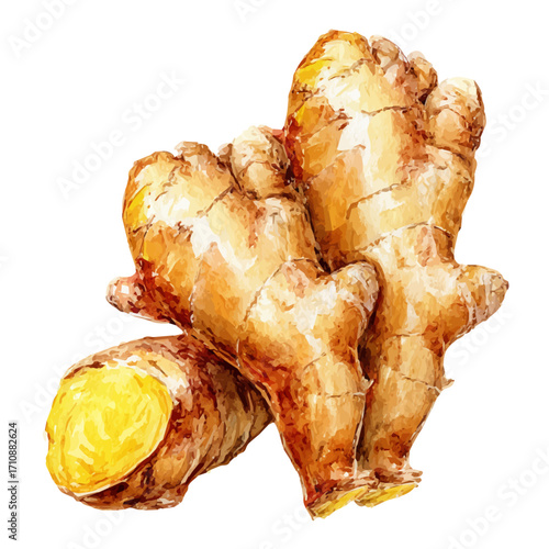 A watercolor painting of Ginger, vector illustration on white background.
