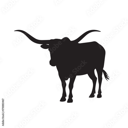 Longhorn Bull Vector Silhouette (Simple and direct)