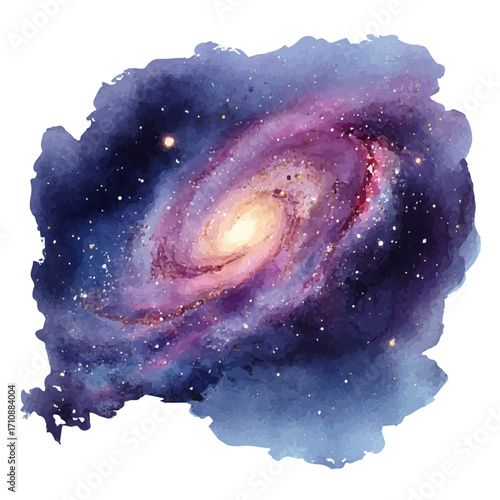 A watercolor painting of Galaxy, vector illustration on white background.