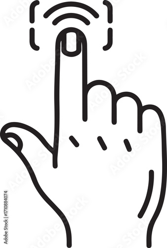Finger touching screen with digital waves indicating interaction vector illustration