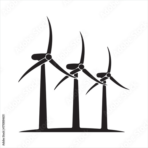 Wind turbine on white background generating renewable energy