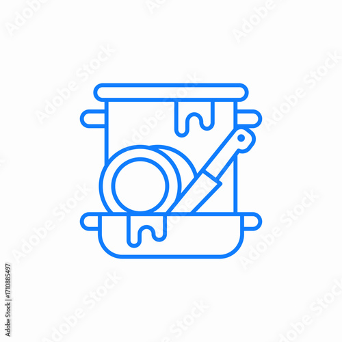 dirty pot utensils icon sign vector