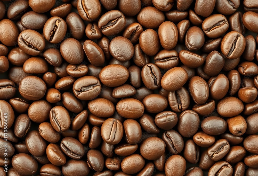 Fototapeta premium Close-up view of coffee beans arranged in a geometric pattern, organic, macro