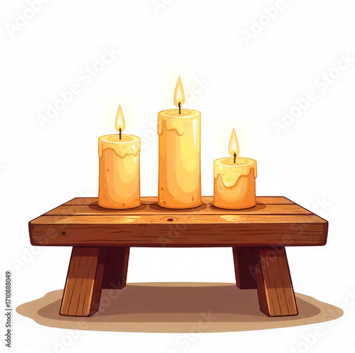candle on wooden table