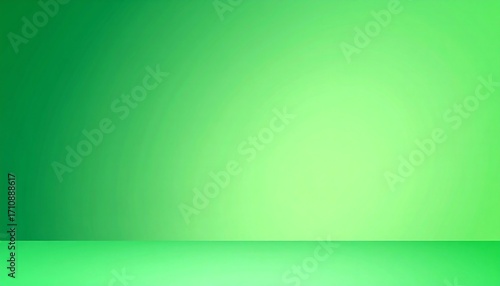 Vibrant green studio background with smooth gradient and subtle floor, providing a fresh and clean aesthetic for product displays, abstract concepts, or modern design projects