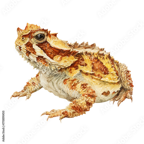 A watercolor painting of Horned Toad, vector illustration on white background.