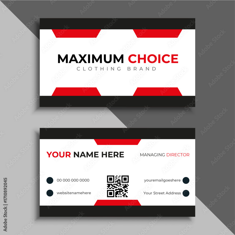 Fototapeta premium Double sided horizontal modern clean and minimal Business Card Template. 