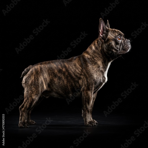 french bulldog puppy dog on black background