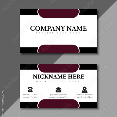 Double sided horizontal modern clean and minimal Business Card Template.
