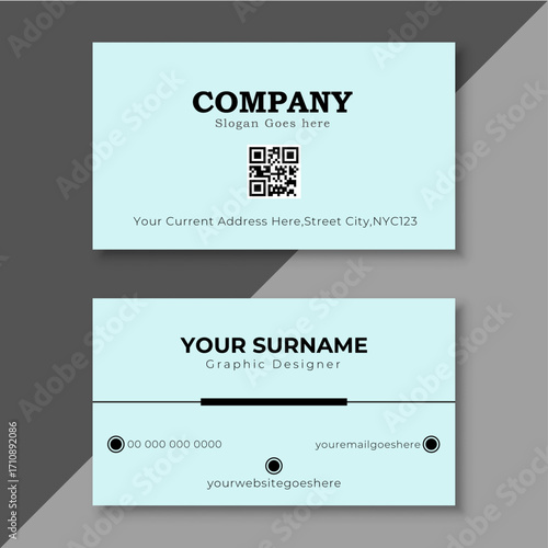 Double sided horizontal modern clean and minimal Business Card Template.
