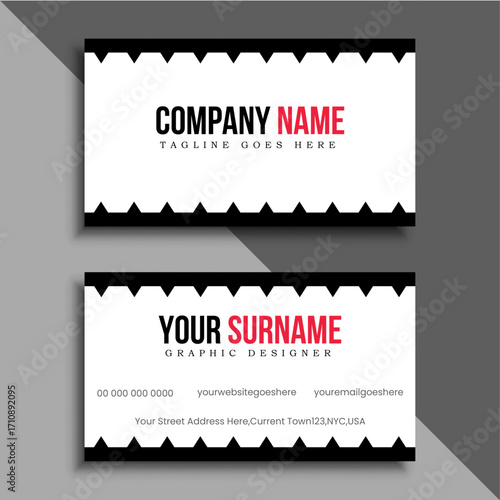 Double sided horizontal modern clean and minimal Business Card Template.
