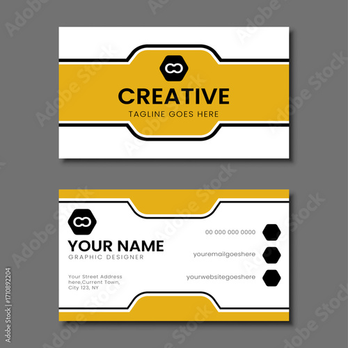 Double sided horizontal modern clean and minimal Business Card Template.
