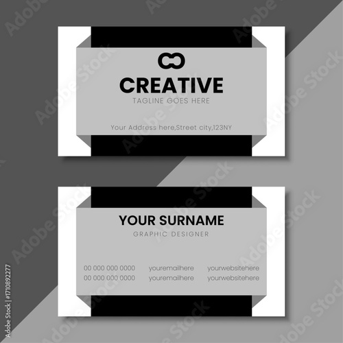 Double sided horizontal modern clean and minimal Business Card Template.
